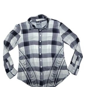 Black and White Plaid Button-Up Shirt